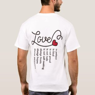 Liebe ist geduldige nette Typografie-rotes T-Shirt