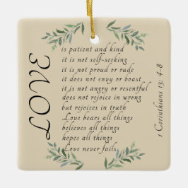 Liebe ist geduldiger Weihnachtsbaumschmuck Keramikornament