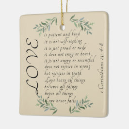 Liebe ist geduldiger Weihnachtsbaumschmuck Keramikornament