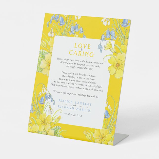 Liebe ist gekümmert gelbe Frühjahrsheirat Gesundhe Sockelschild (Vorderseite)