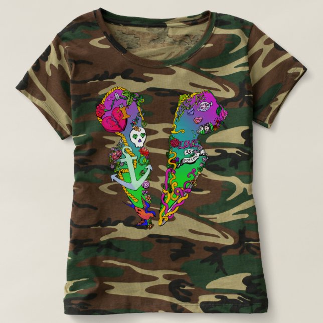 Liebe ist Gift Tattoo Tux Camouflage T - Shirt (Design vorne)