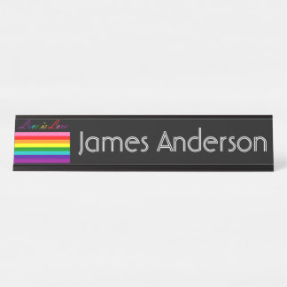 Liebe ist Gleichheits-Gay Pride-Regenbogen-Flagge Schreibtischnamensplakette