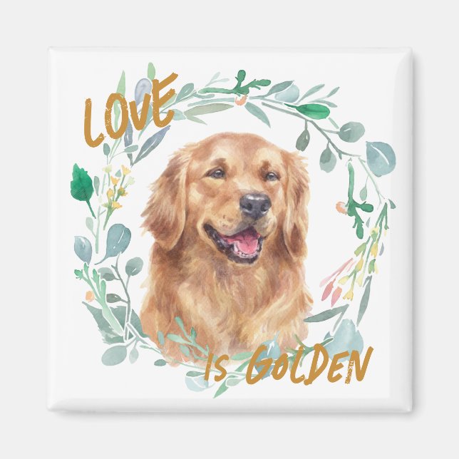 Liebe ist Golden Retriever Kranz Magnet (Vorne)