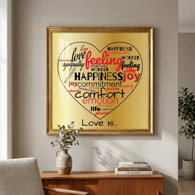 Liebe ist herzförmige Word Cloud Repeat Typografie Poster (Von Creator hochgeladen)