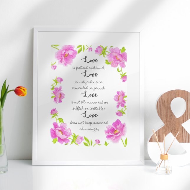 Liebe ist, ich Korinther 13 Text, floral Poster (Von Creator hochgeladen)