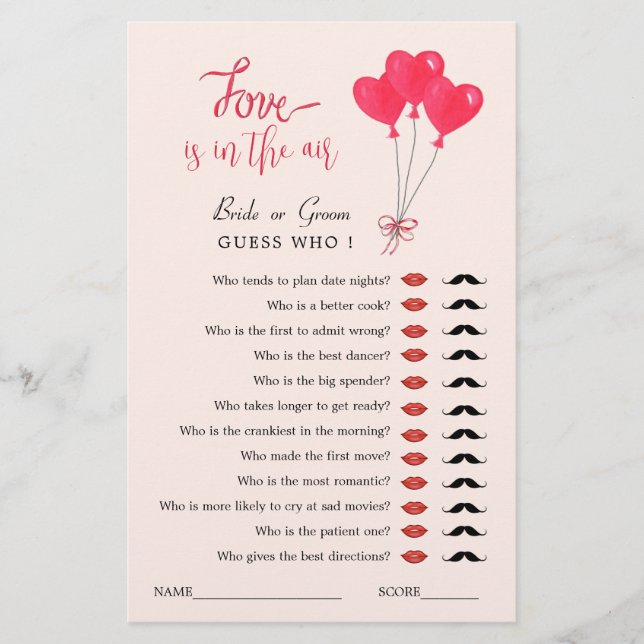 Liebe ist im Air Guess Who Showspiel (Vorderseite)