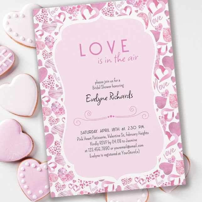 Liebe ist im Air Pink Liebe Heart Brautparty Einladung (Von Creator hochgeladen)