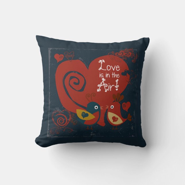 Liebe ist im Air Valentine Birds Pillow Kissen (Vorderseite)