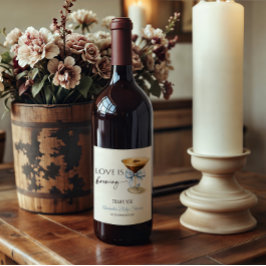 Liebe ist im Anflug Blue Coquette Bow Brautparty Weinetikett