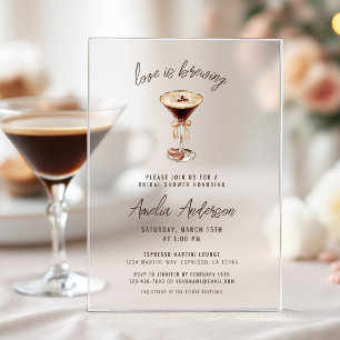 Liebe ist im Anflug Espresso Martini Junggesellinn Acryleinladungen