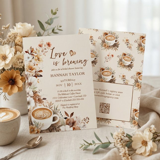 Liebe ist im Anflug QR-Code Kaffee-Brautabschiedsp Einladung (Von Creator hochgeladen)