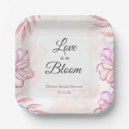 Liebe ist im Blütenfarbenfloralen Brautparty Pappteller