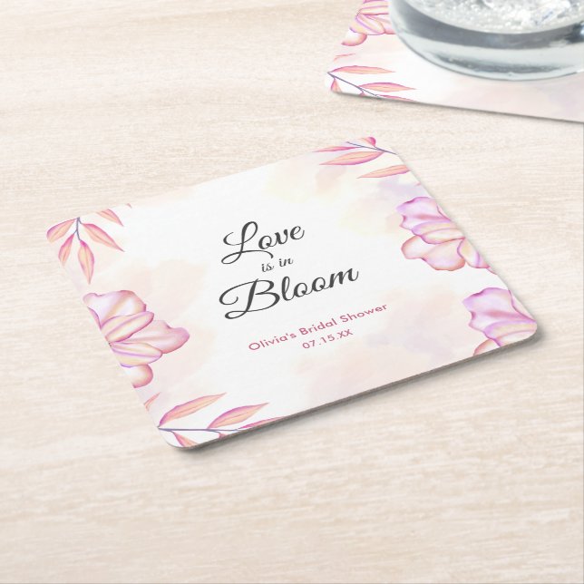 Liebe ist im Blütenfarbenfloralen Brautparty Rechteckiger Pappuntersetzer (angewinkelt)