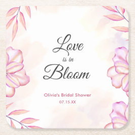 Liebe ist im Blütenfarbenfloralen Brautparty Rechteckiger Pappuntersetzer