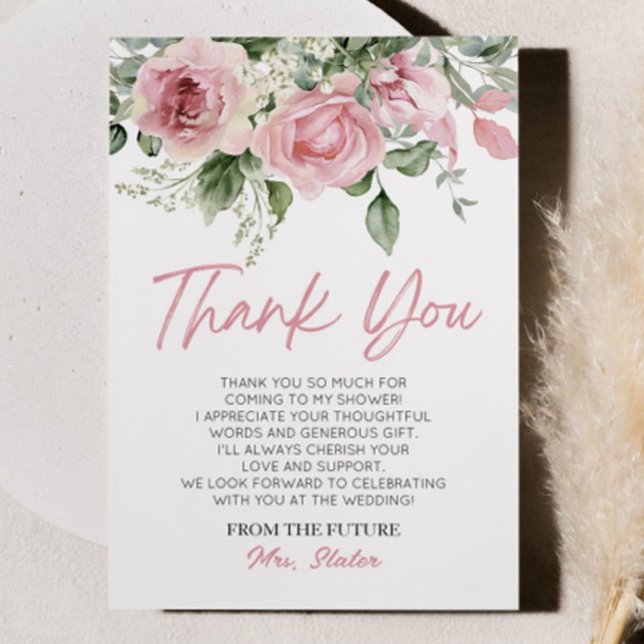 Liebe ist im blutrosa Rosenblütenblüten Brautparty Dankeskarte (Von Creator hochgeladen)