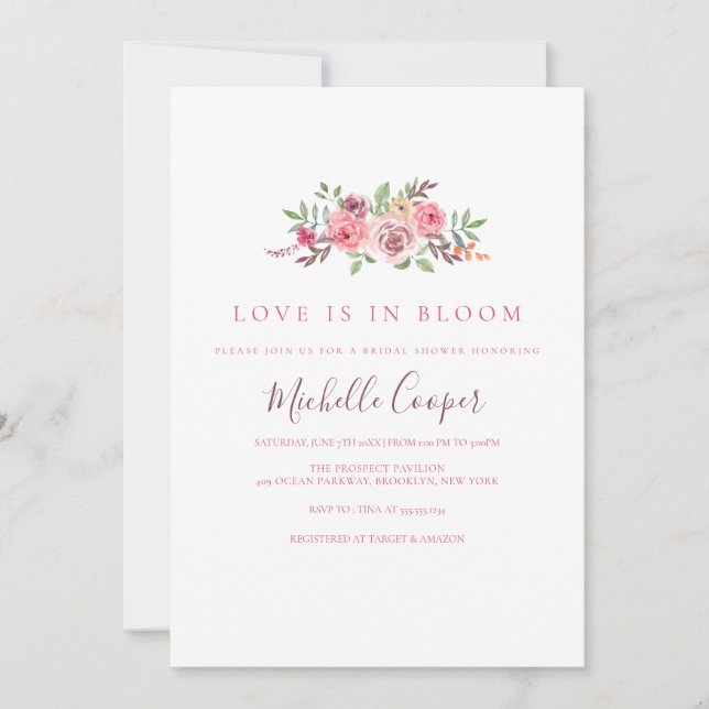 Liebe ist im Brautparty Bloom Garden Einladung (Vorderseite)