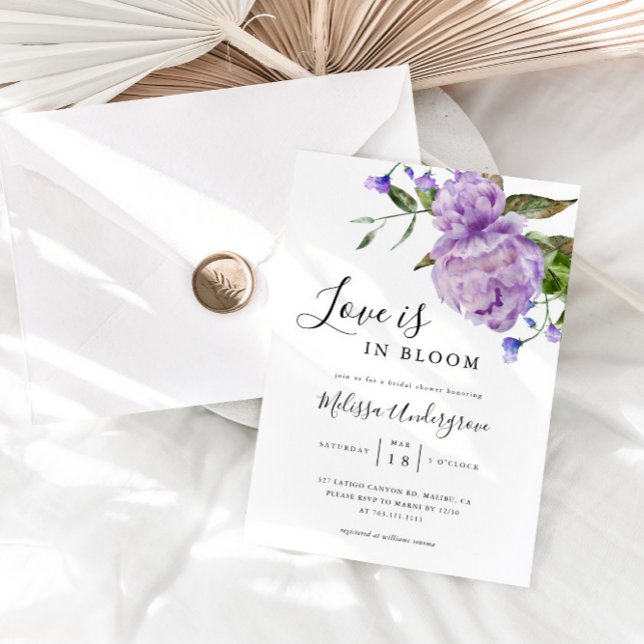Liebe ist im Lila Brautparty Bloom Einladung (Von Creator hochgeladen)