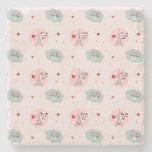 Liebe ist im Lufteiffelturm und Herzmuster Steinuntersetzer