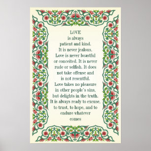 Liebe ist immer geduldig und nett. Es ist nie Poster