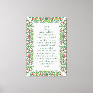 Liebe ist immer geduldig und nett. Es wird nie zit Leinwanddruck