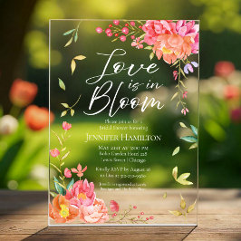 Liebe ist in Bloom | Aquarellfarbenes Brautparty Acryleinladungen