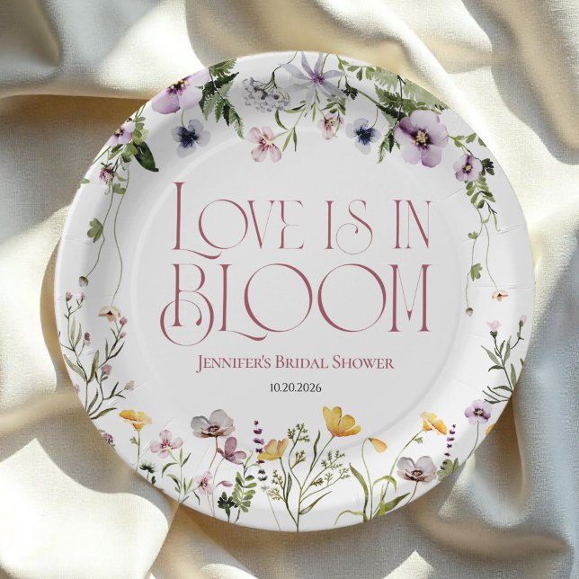 Liebe ist in Bloom | Aquarellfarbenes Brautparty Pappteller (Von Creator hochgeladen)