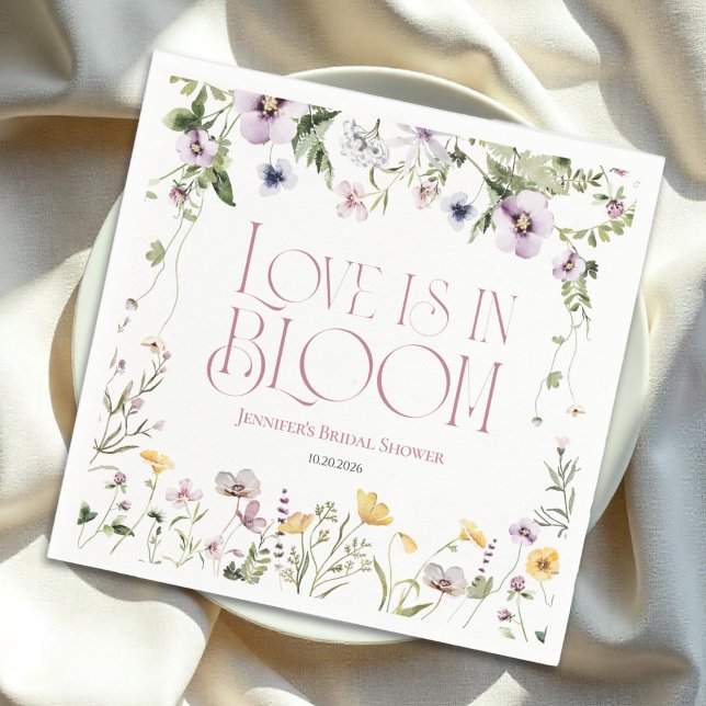 Liebe ist in Bloom | Aquarellfarbenes Brautparty Serviette (Von Creator hochgeladen)