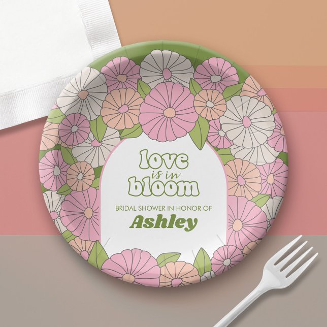 Liebe ist in Bloom - Boho Blume Brautparty Pappteller (Custom Paper Plate)