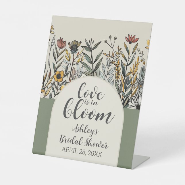 Liebe ist in Bloom - Boho Blume Brautparty Sockelschild (Vorderseite)