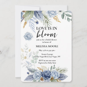 Liebe ist in Bloom Brautparty Dusty Blue Blume Einladung