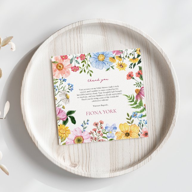 Liebe ist in Bloom | BRAUTPARTY NIEDLICHE WILDBLUM Dankeskarte (Love is blooming Bridal Shower Wildflowers Thank you, Card Square Cute Aesthetic)