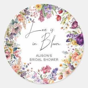 Liebe ist in Bloom Garden Blume Brautparty Runder Aufkleber