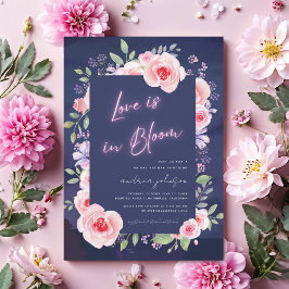 Liebe ist in Bloom Neon & Pink Floral Brautparty Einladung
