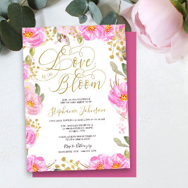 Liebe ist in Bloom Pink Gold Floral Brautparty Einladung
