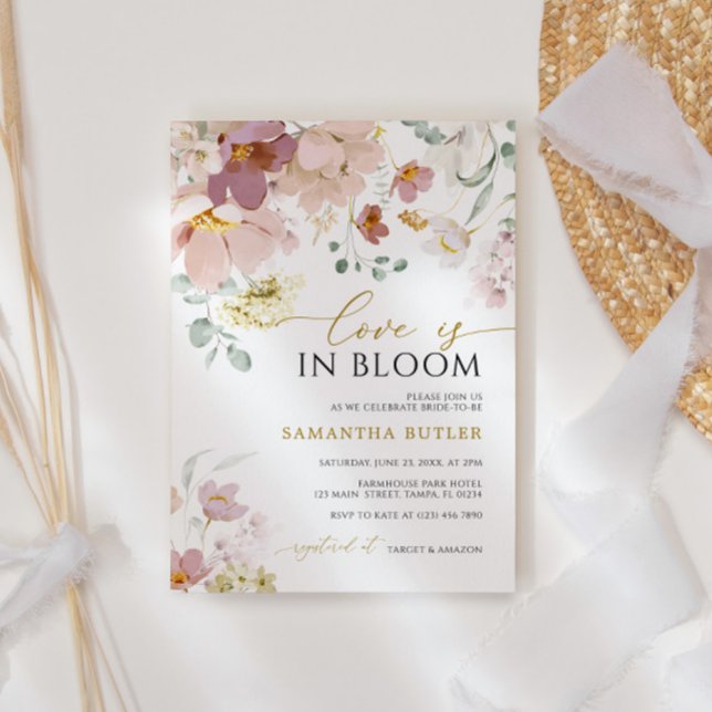 Liebe ist in Bloom Pink & Red Wildblumen Dusche Einladung (Von Creator hochgeladen)