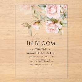 Liebe ist in Bloom Pink Rose & Green Brautparty Acryleinladungen