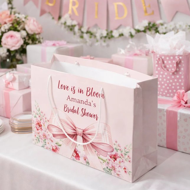 Liebe ist in Bloom rosa Bogen Blumenkohl Brautpart Große Geschenktüte (Von Creator hochgeladen)