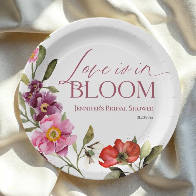 Liebe ist in Bloom | Rosey Spring Brautparty Pappteller (Von Creator hochgeladen)