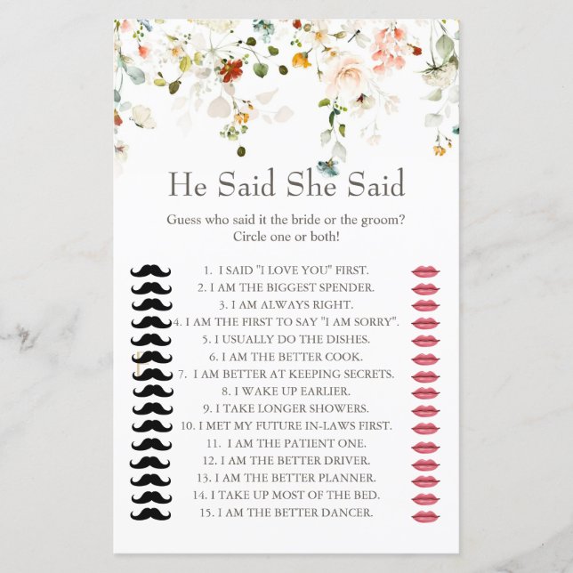 Liebe ist in Bloom sagte er sagte, sie sagte Dusch (Vorderseite)