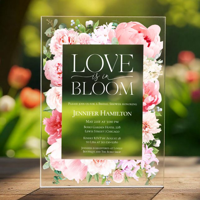 Liebe ist in Bloom | Wild Garden Frame Brautparty Acryleinladungen (Von Creator hochgeladen)