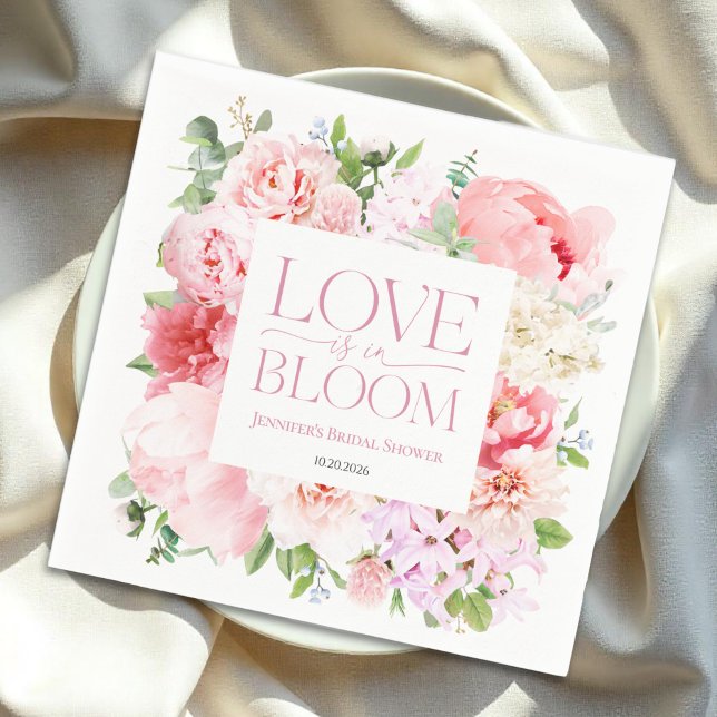 Liebe ist in Bloom | Wild Garden Frame Brautparty Serviette (Von Creator hochgeladen)