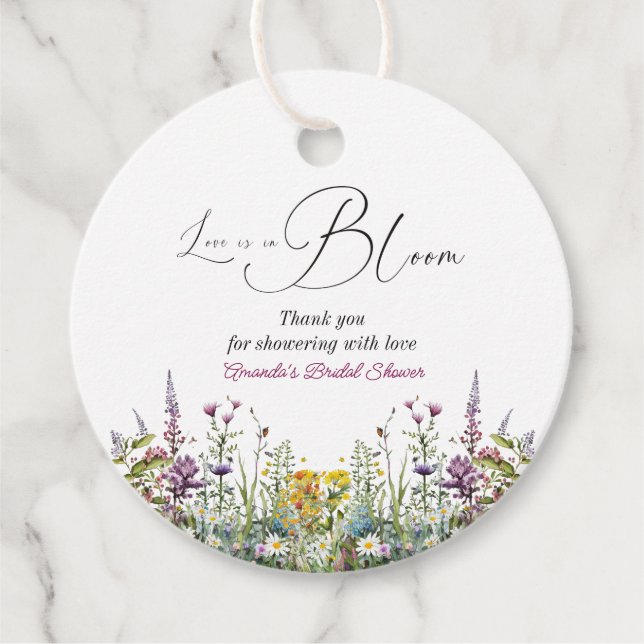 Liebe ist in Bloom Wildblume Blumenkohl Brautparty Geschenkanhänger (Vorderseite)
