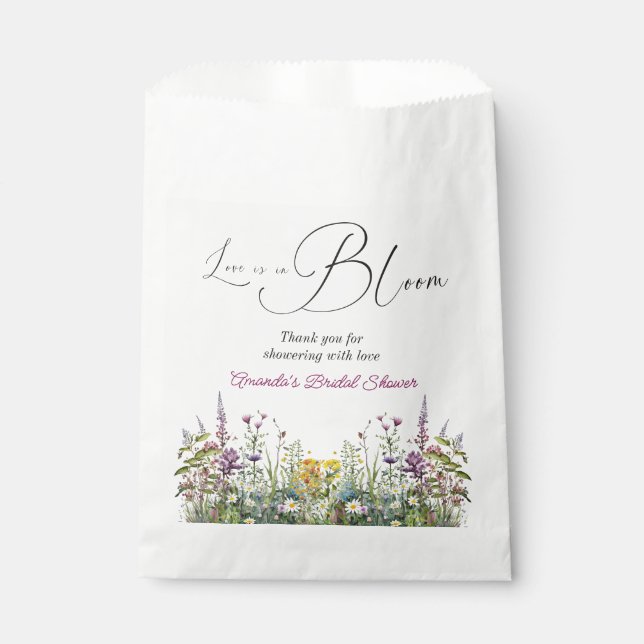 Liebe ist in Bloom Wildblume Blumenkohl Brautparty Geschenktütchen (Vorderseite)
