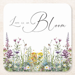 Liebe ist in Bloom Wildblume Blumenkohl Brautparty Rechteckiger Pappuntersetzer