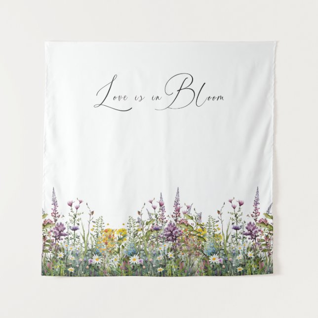 Liebe ist in Bloom Wildblume Blumenkohl Brautparty Wandteppich (Vorderseite)