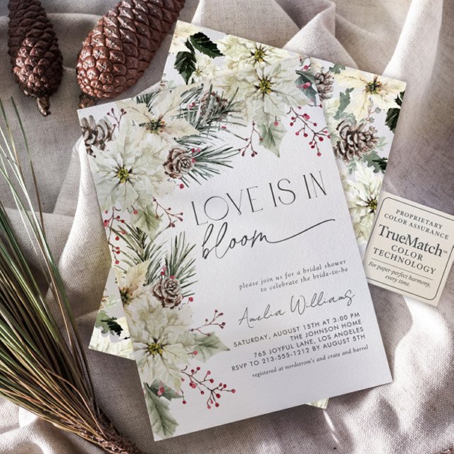 Liebe ist in Bloom Winter Poinsettia Blume Einladung (Von Creator hochgeladen)