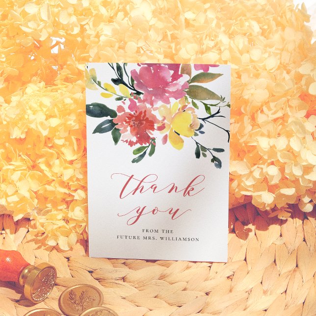 Liebe ist in blühenden Frühlingsblumen Brautparty Dankeskarte (Von Creator hochgeladen)