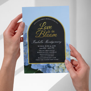 Liebe ist in Blüte Blaue Hortensien-Junggesellinne Einladung