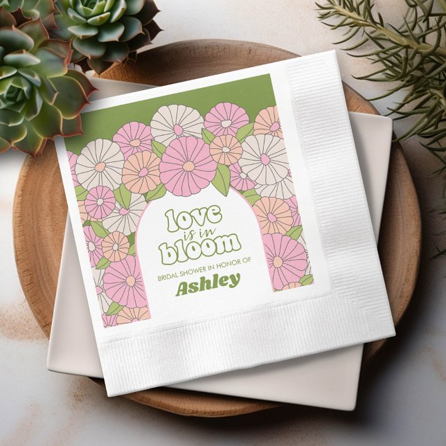Liebe ist in Blüte - Boho Blumen Brautparty Serviette (Shower Napkins)