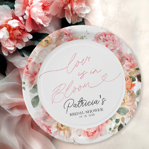 Liebe ist in Blüte Brautparty-Rosé-Blumenstrauß Pappteller